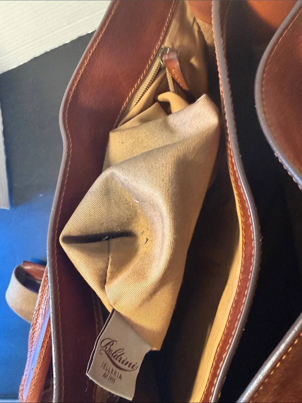 Boldrini Tan Leather Messenger Bag for Men